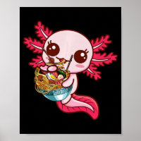 Kawaii Axolotl Eat Ramen Japanese Anime Noodles Ki