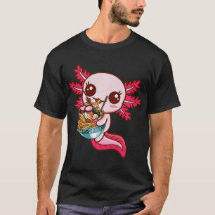 Kawaii Axolotl Eat Ramen Japanese Anime Noodles Ki T-Shirt