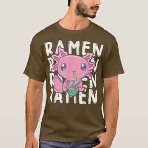 Kawaii Axolotl Eating Japanese Ramen Noodles Anime T-Shirt
