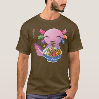 Kawaii Axolotl Eating Ramen Japanese Noodles Anime T-Shirt