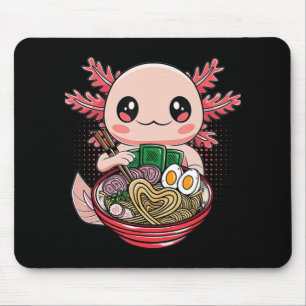 Kawaii Axolotl Eating Ramen Noodles Anime Gift Gir Mouse Pad