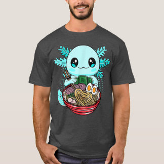Kawaii Axolotl Eating Ramen Noodles Anime Gift Gir T-Shirt