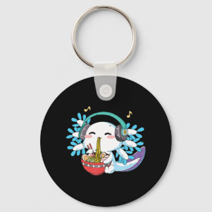 Kawaii Axolotl Eating Ramen Noodles Anime Kids Boy Key Ring