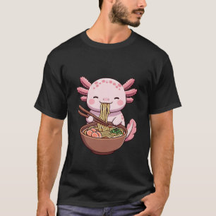 Kawaii Axolotl Eating Ramen T-Shirt
