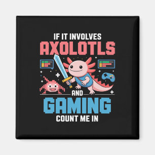 Kawaii Axolotl Gamer Shirt For Boys Girls Anime  Magnet