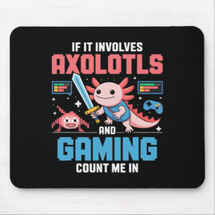 Kawaii Axolotl Gamer Shirt For Boys Girls Anime  Mouse Pad