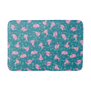 Kawaii Axolotl in Ocean Bath Mat