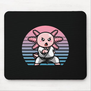 Kawaii Axolotl Karate Funny Martial Arts  Mouse Pad