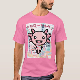 Kawaii Axolotl Life Ramen Strawberry Milk Shake Ja T-Shirt