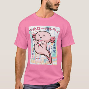 Kawaii Axolotl Life Ramen Strawberry Milk Shake Ja T-Shirt