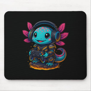 Kawaii Axolotl Playing Video Games Funny Gaming Ax Mouse Pad