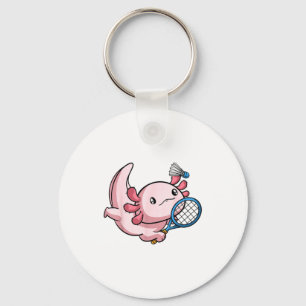 Kawaii Axolotl Pun Funny Badminton Player Key Ring