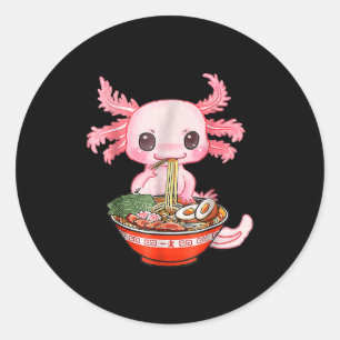 Kawaii Axolotl Ramen Food Japanese Funny Graphic A Classic Round Sticker