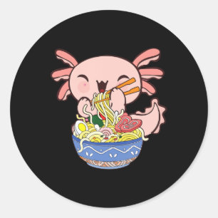 Kawaii Axolotl Ramen Noodles Japanese Anime Kids T Classic Round Sticker