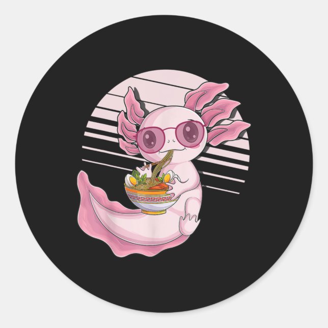 Kawaii Axolotl Ramen Noodles Japanese Food Anime G Classic Round Sticker (Front)