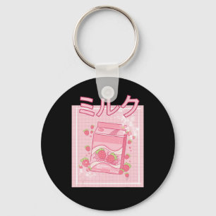 Kawaii Axolotl Strawberry Milk Shake Carton Japane Key Ring