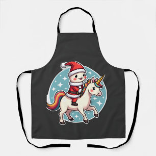 Kawaii Axolotl Unicorn Xmas Santa Merry Christmas Apron