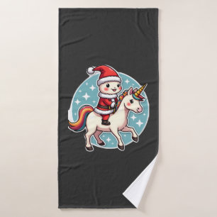 Kawaii Axolotl Unicorn Xmas Santa Merry Christmas Bath Towel