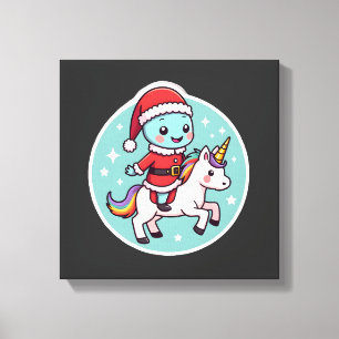 Kawaii Axolotl Unicorn Xmas Santa Merry Christmas Canvas Print