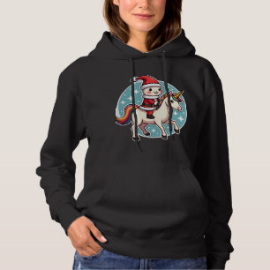 Kawaii Axolotl Unicorn Xmas Santa Merry Christmas Hoodie
