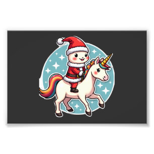 Kawaii Axolotl Unicorn Xmas Santa Merry Christmas Photo Print
