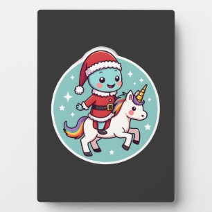Kawaii Axolotl Unicorn Xmas Santa Merry Christmas Plaque