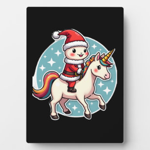 Kawaii Axolotl Unicorn Xmas Santa Merry Christmas Plaque