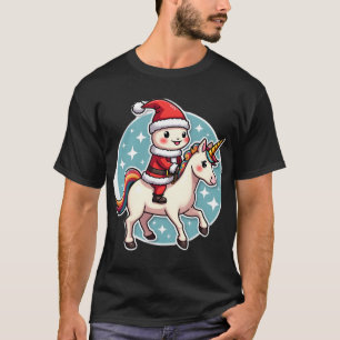 Kawaii Axolotl Unicorn Xmas Santa Merry Christmas T-Shirt