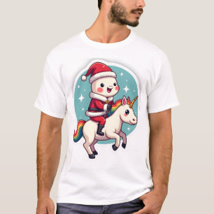 Kawaii Axolotl Unicorn Xmas Santa Merry Christmas  T-Shirt