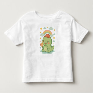 Kawaii Baby Dino with Candy Popsicle 🍭🦖☁️☀️ Toddler T-Shirt
