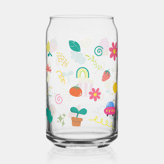 Kawaii Baby flower and Palm Tree Pattern Mug Can Glass