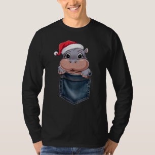 Kawaii Baby Hippo Christmas T-Shirt  Adorable 