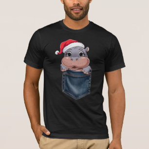 Kawaii Baby Hippo Christmas T-Shirt Adorable