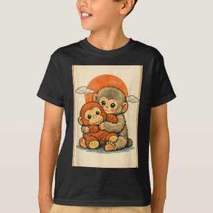 Kawaii Baby Monkey Cute Japanese Macaque Ukiyo-e T-Shirt