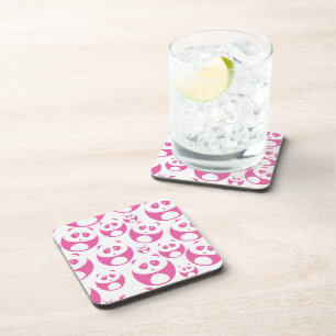 Kawaii Baby Pink and White Panda Pattern Coaster