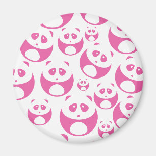 Kawaii Baby Pink and White Panda Pattern Magnet
