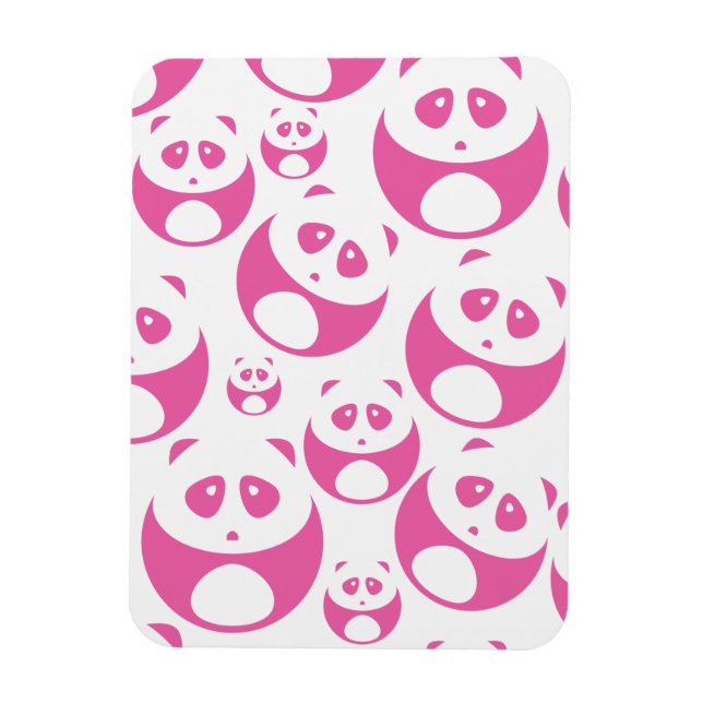Kawaii Baby Pink and White Panda Pattern Magnet (Vertical)