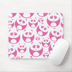 Kawaii Baby Pink and White Panda Pattern Mouse Pad