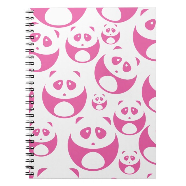 Kawaii Baby Pink and White Panda Pattern Notebook (Front)