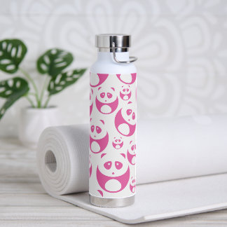 Kawaii Baby Pink and White Panda Pattern Water Bottle