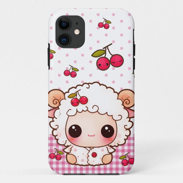 Kawaii baby sheep and cute cherries Case-Mate iPhone case (Back)