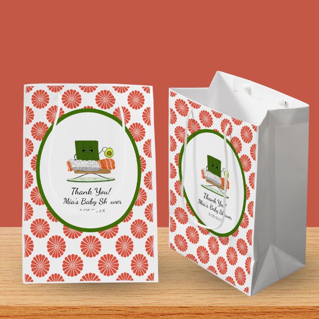 Kawaii Baby Shower: Sushi and Salmon Roll Theme Medium Gift Bag (Creator Uploaded)