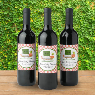 Kawaii Baby Shower: Sushi and Salmon Roll Theme Wine Label