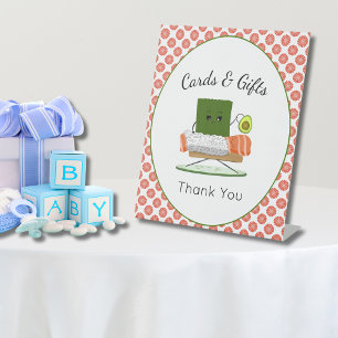Kawaii Baby Shower: Sushi Salmon Roll Cards & Gift Pedestal Sign