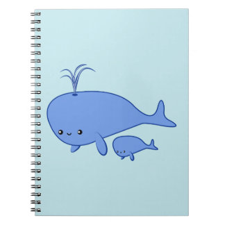 Kawaii Baby Whale and Mama Whale Notebook