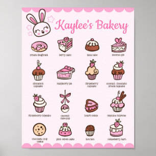 Kawaii Bakery Menu with your name Poster