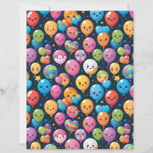 Kawaii Balloon Celebration Pattern Scrapbook Paper