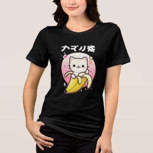 Kawaii Banana Cat – Cute Japanese Aesthetic Chibi  Tri-Blend Shirt