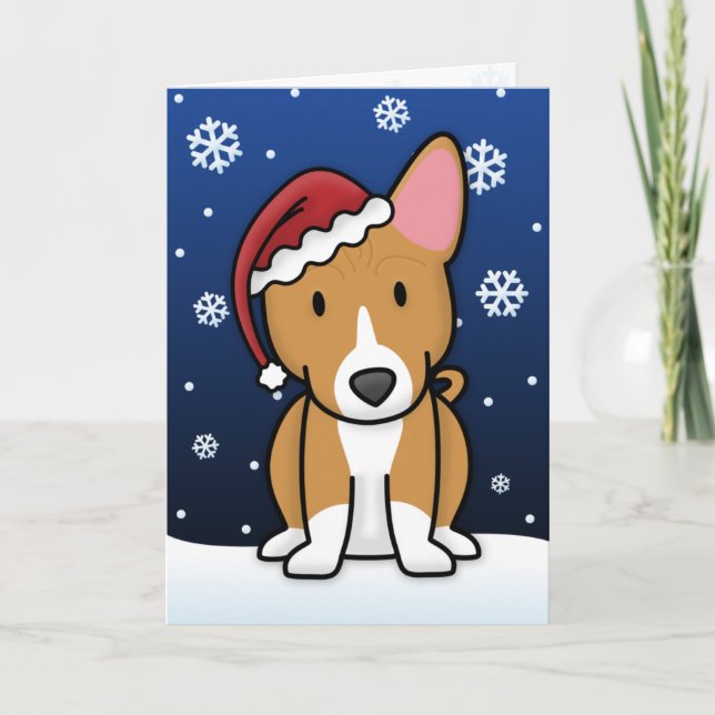 Kawaii Basenji Christmas Card (Front)