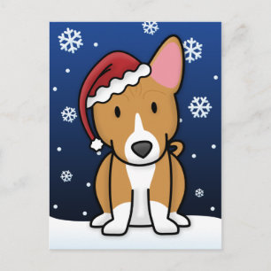 Kawaii Basenji Christmas Postcard